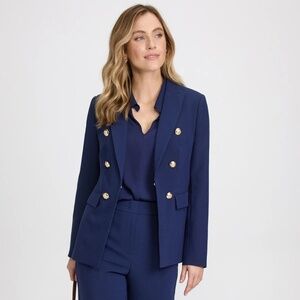 Blue button detail blazer